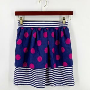 Britt Ryan Silk Mini Skirt 0 Blue Pink Polka Dot